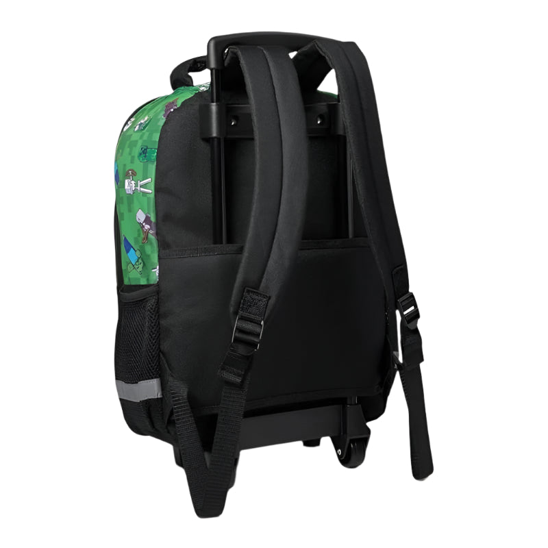 Bioworld Minecraft 16" Rolling Backpack with Handle - Green