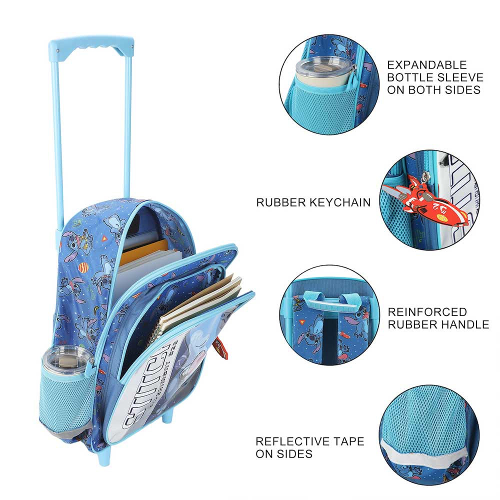 Disney Lilo & Stitch 20" Youth Trolley Backpack with Rolling Wheels - Blue