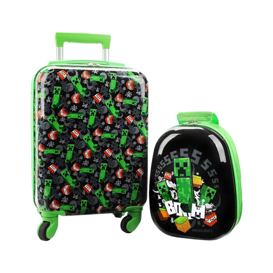 Bioworld Minecraft Creepers Backpack and Luggage Set (2-Piece) - Green/Black