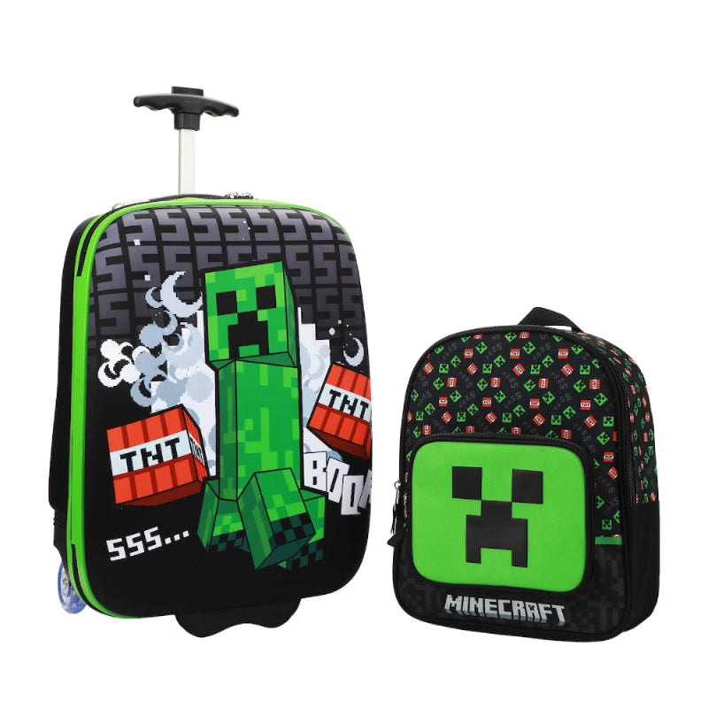 Bioworld Minecraft Creeper Luggage Set (2-Piece) - Black/Green