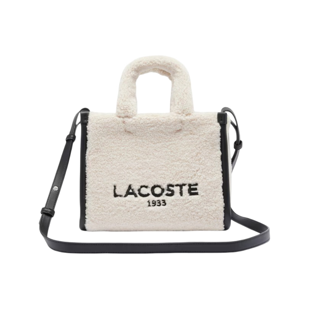 Lacoste Small Heritage Tote Bag with Adjustable Strap - Beige/Black