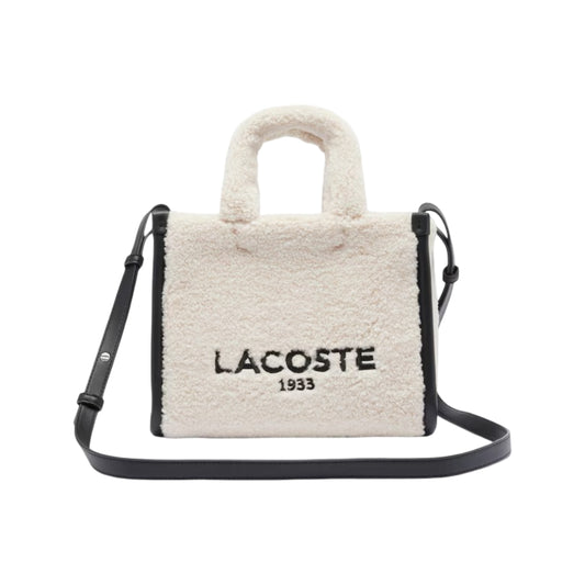 Lacoste Small Heritage Tote Bag with Adjustable Strap - Beige/Black