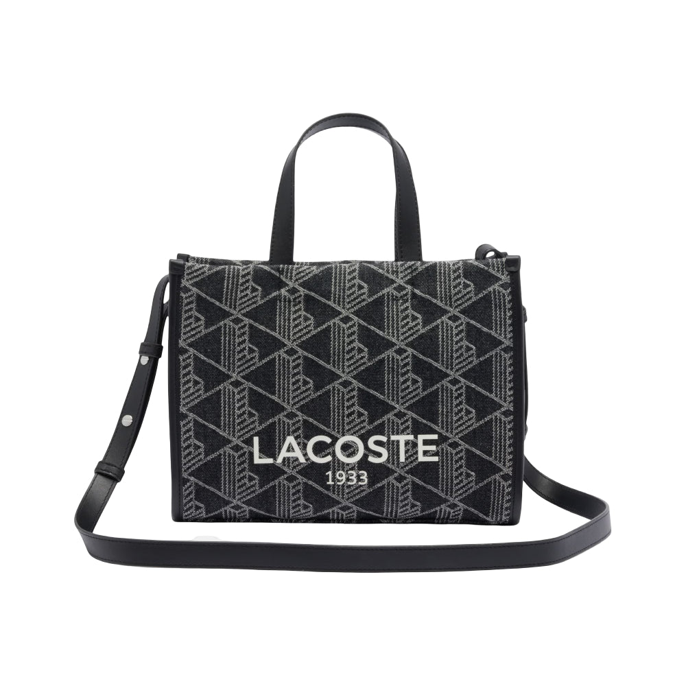 Lacoste Small Heritage Tote Bag With Adjustable Strap - Black/Gray