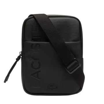 Lacoste Men's L.12.12 Branded Zippered Small Flat Bag - Black
