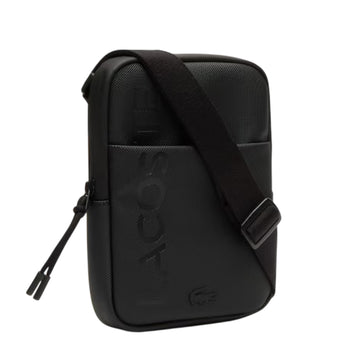 Lacoste Men's L.12.12 Branded Zippered Small Flat Bag - Black