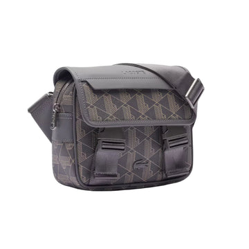 Lacoste Men's The Blend Clip Flap Satchel Bag with Adjustable Strap - Gray