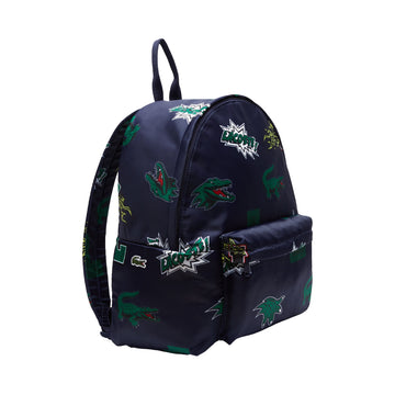 Mochila con estampado de efecto cómic de Lacoste, azul marino