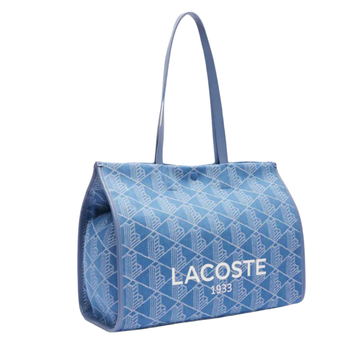 Lacoste Unisex Mono Jacquard Heritage Tote Bag with Adjustable Strap - Blue
