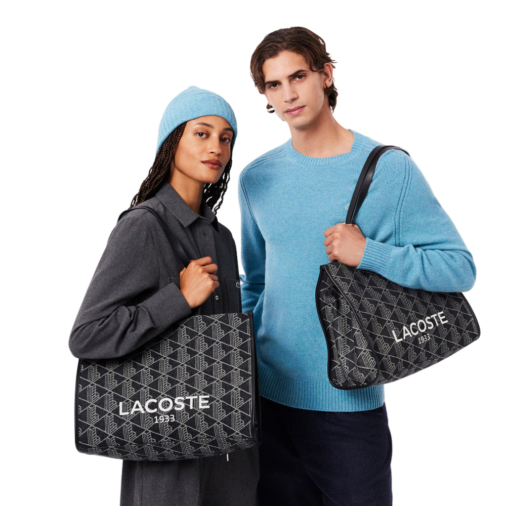 Lacoste Large Heritage Tote Bag - Black/Gray