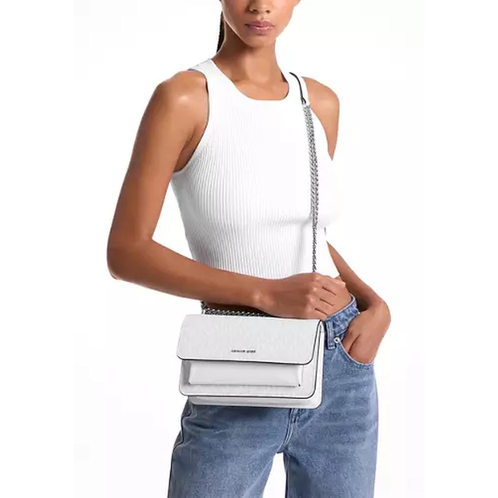Michael Kors Claire Small Shoulder Bag with Adjustable Strap - White