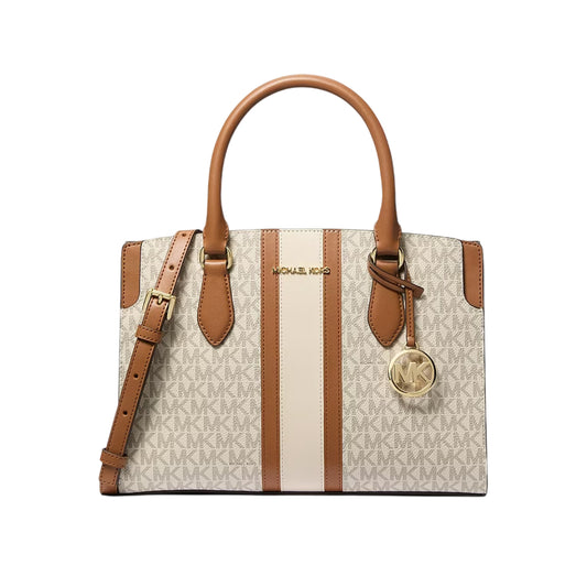 Michael Kors Women's Becca Medium Signature Logo Stripe Satchel Bag