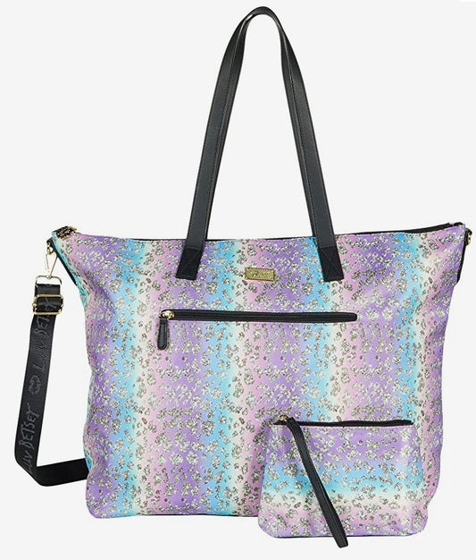 Luv Betsey Nylon Overnighter Bag with Glitter Pouch