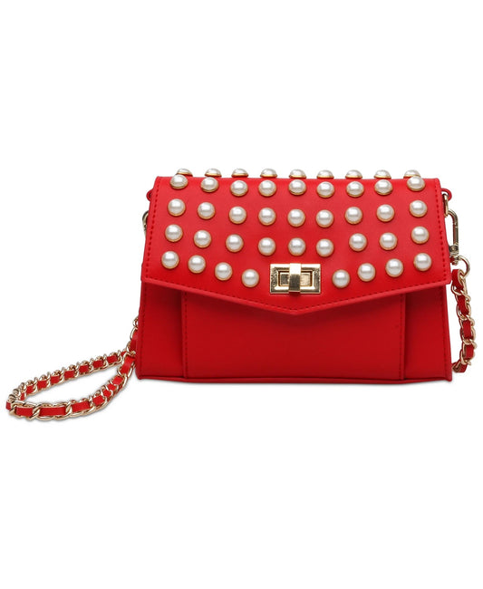 Steve Madden Crossbody Bag with Pearls - Red