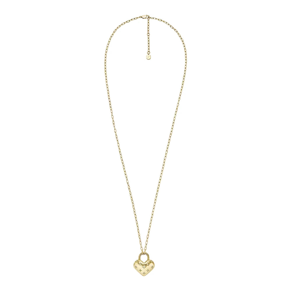 Fossil Sadie All My Love Heart Pendant Necklace in Gold-Tone Plated Over Stainless Steel