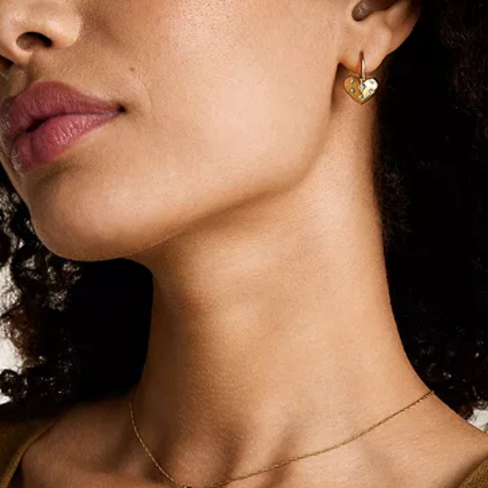 Fossil Sadie All My Love Heart Drop Earrings in Gold-Tone Plated Over Stainless Steel