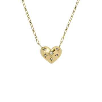 Fossil Sadie All My Love Heart Pendant Necklace in Gold-Tone Plated Over Stainless Steel