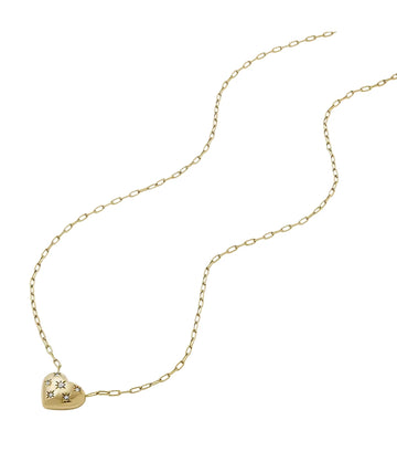Fossil Sadie All My Love Heart Pendant Necklace in Gold-Tone Plated Over Stainless Steel