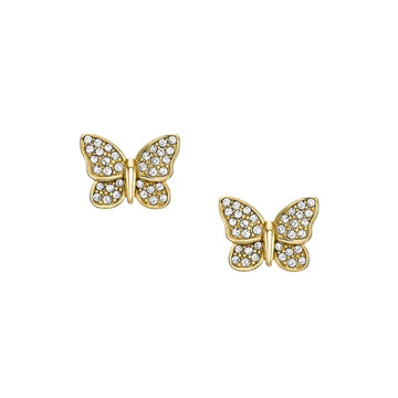 Fossil Sutton Pavé Butterfly Stud Earrings in Gold-Tone Plated Over Stainless Steel
