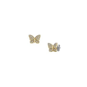 Fossil Sutton Pavé Butterfly Stud Earrings in Gold-Tone Plated Over Stainless Steel
