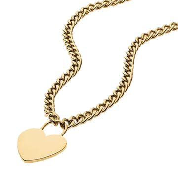 Fossil Sutton Heart Necklace in Gold-Tone Plated over Stainless Steel