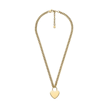 Fossil Sutton Heart Necklace in Gold-Tone Plated over Stainless Steel
