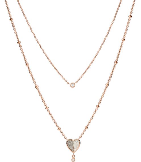 Fossil Women's Flutter Hearts Multi-Strand Necklace in Rose Gold Tone