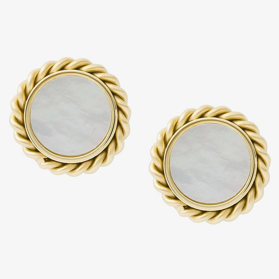 Fossil Vintage Heritage Women's Mother-of-Pearl Stud Earrings in Gold Tone