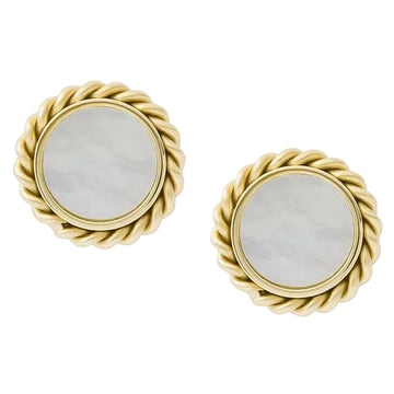 Pendientes de botón de nácar para mujer Fossil Vintage Heritage en tono dorado 
