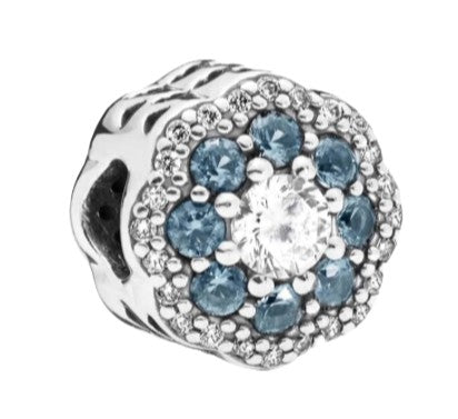 Ragazza Studio Sparkle Flower Charm in 925 Sterling Silver - Blue