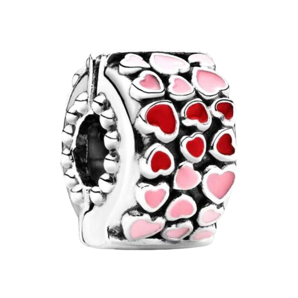 Ragazza Studio Women's Heart Clip in 925 Sterling Silver - Red/Pink