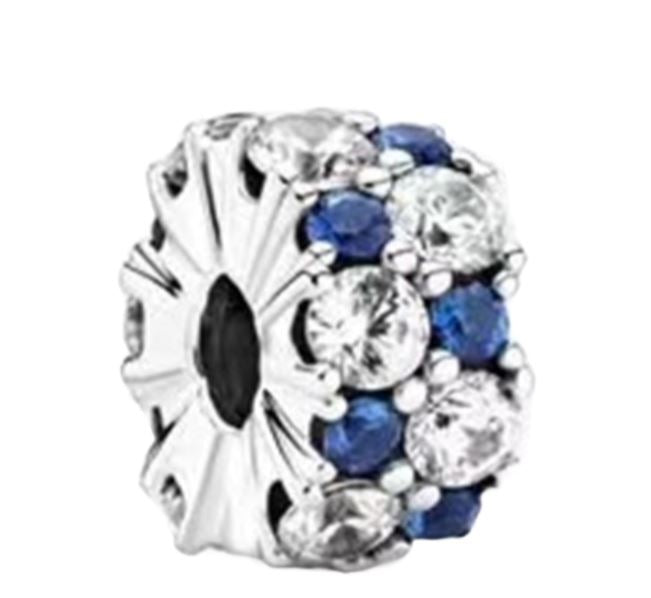 Ragazza Studio Women's Sparkling Clip in 925 Sterling Silver - Clear/Blue