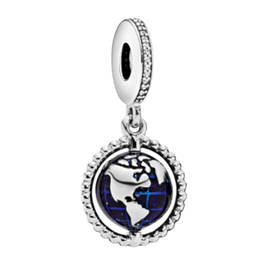 Ragazza Studio Spinning Globe Dangle Charm in 925 Sterling Silver