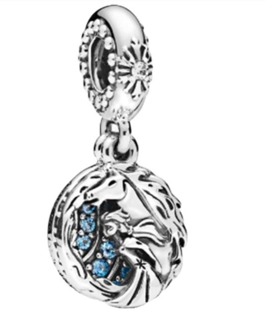 Ragazza Studio Disney Frozen Elsa and Nokk Dangle Charm in 925 Sterling Silver