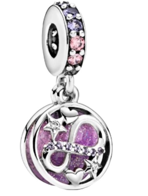 Ragazza Studio Glittering Infinity Hearts & Stars Dangle Charm in 925 Sterling Silver