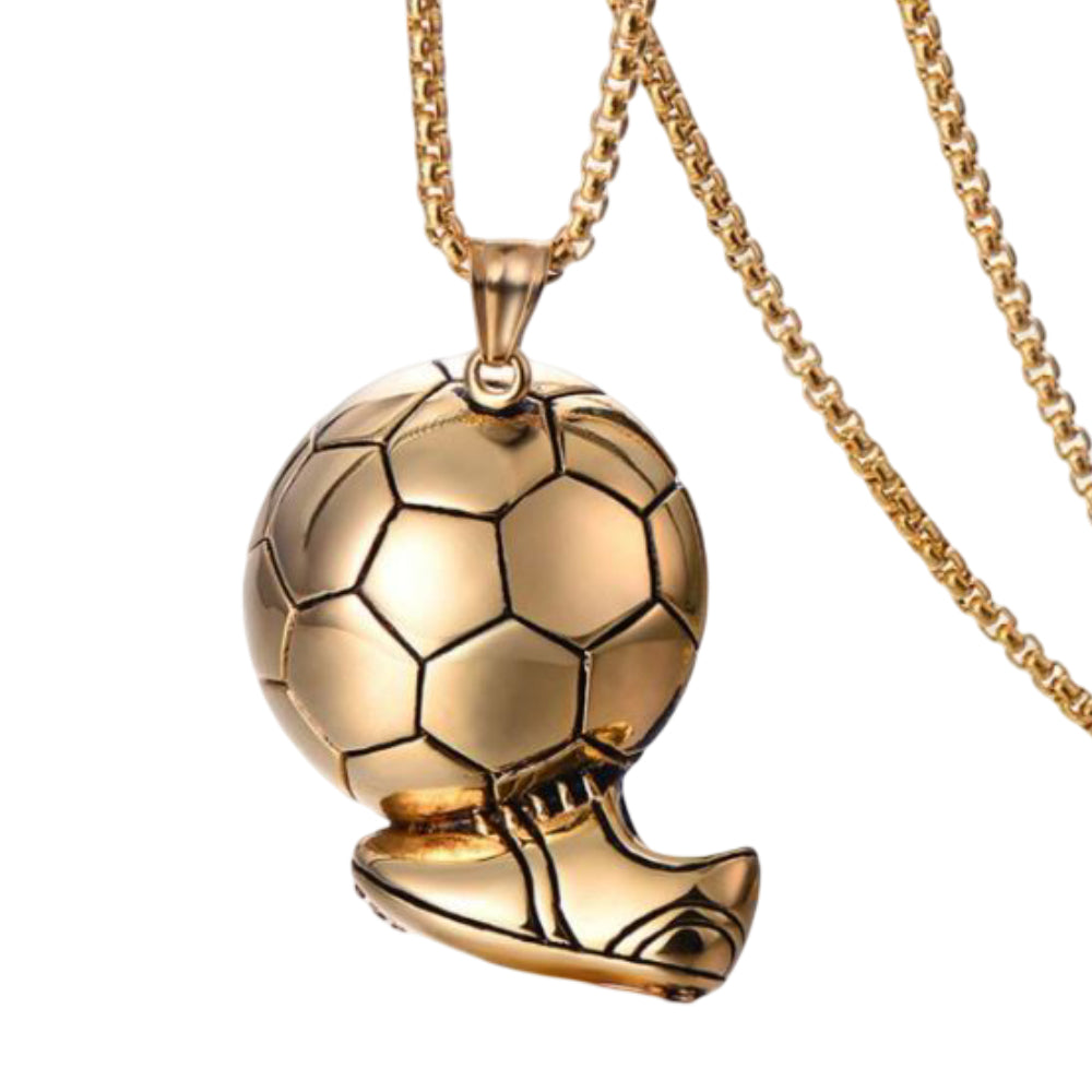 Collar con colgante de balón de fútbol - Acero inoxidable