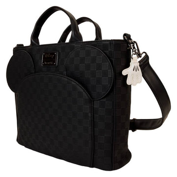 Loungefly Disney Mickey Mouse Checkered Texture Convertible Backpack and Tote Bag - Black