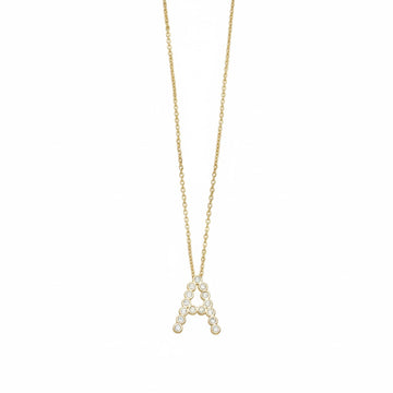 Ettika 16.5" Simple Crystal Initial Pendant Necklace in 18K Gold Plated Over Brass and Steel
