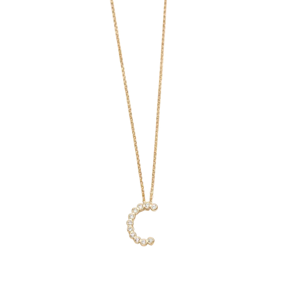 Collar con colgante de inicial "A" de cristal simple de 16,5" de Ettika en baño de oro de 18 k sobre latón y acero