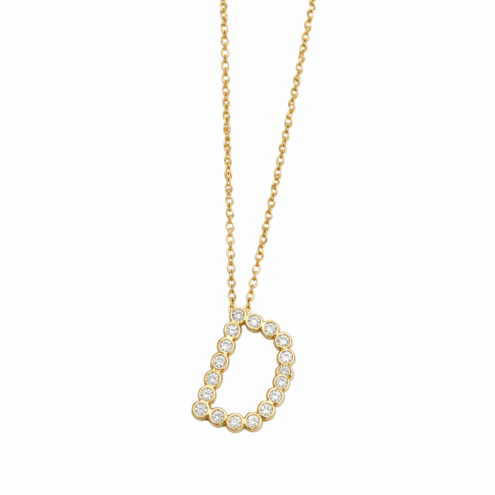 Collar con colgante de inicial "A" de cristal simple de 16,5" de Ettika en baño de oro de 18 k sobre latón y acero