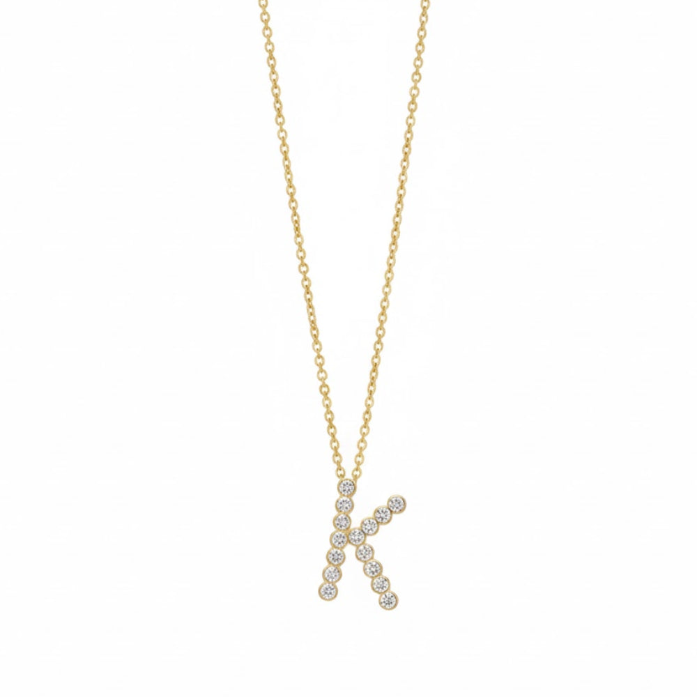 Collar con colgante de inicial "A" de cristal simple de 16,5" de Ettika en baño de oro de 18 k sobre latón y acero