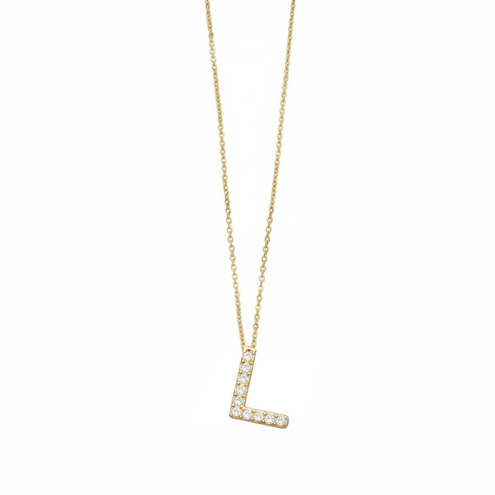Collar con colgante de inicial "A" de cristal simple de 16,5" de Ettika en baño de oro de 18 k sobre latón y acero