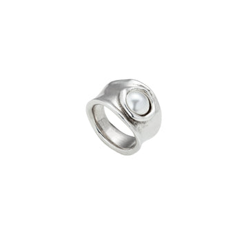 UNOde50 Women's White Crystal Pearl Ring in Sterling Silver-Plating over Metal