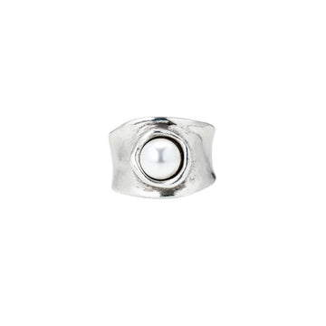 UNOde50 Women's White Crystal Pearl Ring in Sterling Silver-Plating over Metal