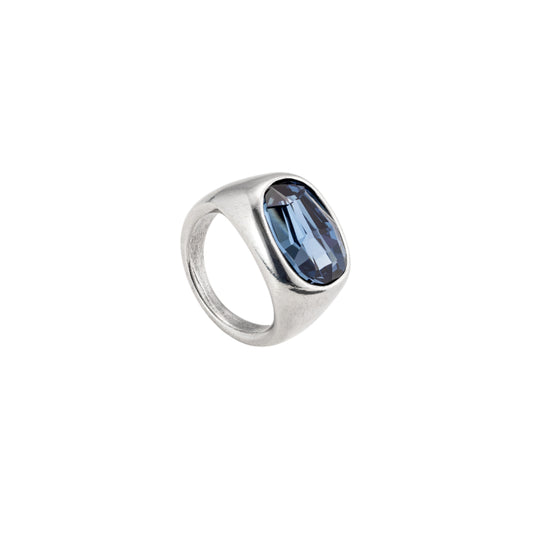 UNOde50 Light It Up Women's Blue Crystal Ring in Sterling Silver-Plating over Metal