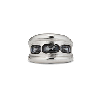UNOde50 Women's Three Gray Faceted Crystal Ring in Metal