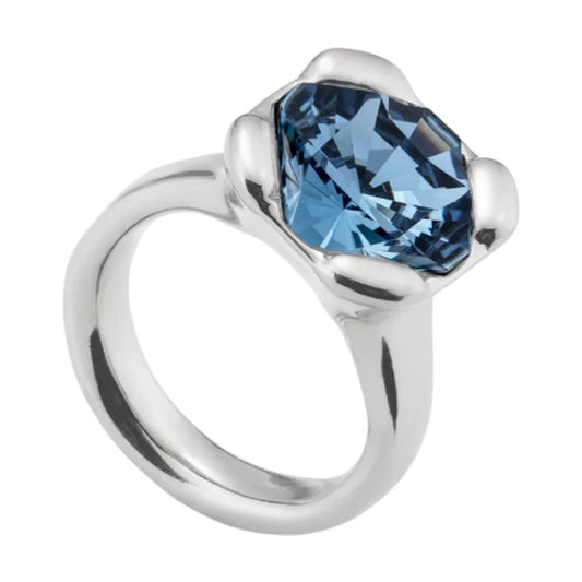 UNOde50 Charismatic Women's Blue Faceted Crystal Ring in Sterling Silver-Plating over Metal Alloy