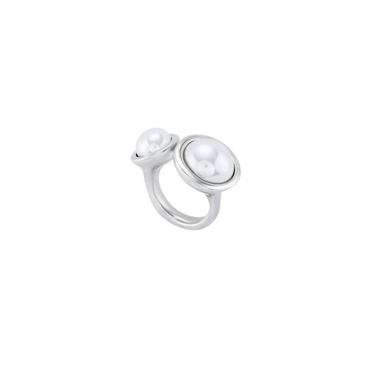 UNOde50 Creative Women's White Pearl Ring in Sterling Silver-Plating over Metal