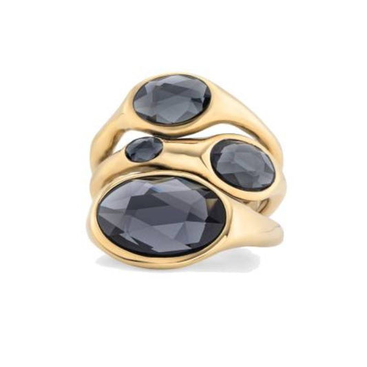 UNOde50 Vital Women's Faceted Crystal Ring in 18K Gold-Plating over Metal