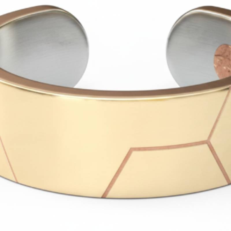 Metal Alchemist Trialchemy Bonded HoneyComb Medium Bold Ring In 14K Gold Plated Over 925 Sterling Silver