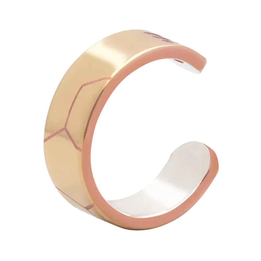 Metal Alchemist Trialchemy Bonded HoneyComb Bold Ring In 14K Gold Plated Over 925 Sterling Silver